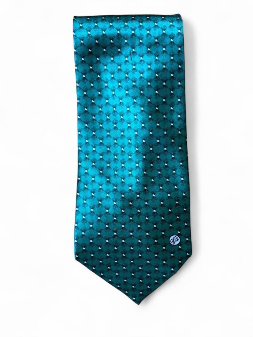New! Versace classic green handmade silk tie with white polka dots